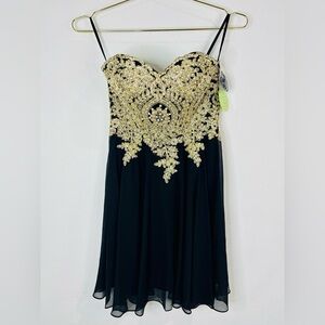 Windsor Women's Black Gold Strapless Dress Size Small Prom Homecoming Party